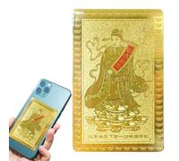 Ranley Carte porte-bonheur « Dieu de la richesse » chinoise « Dieu de la richesse » Feng Shui Dieu chinois de la richesse, carte dorée talisman pour salon, chambre à coucher