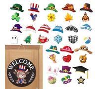 Ranley Enseigne de bienvenue pour porte - Panneau magnétique en bois Vacca Highland pour décoration de porte | décoration rustique pour la maison automne Noël Halloween fête anniversaire