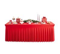 Ranley Jupe de Table de Fête - Nappe Festive Rouge Noël 1.8m à Volants,Nappe de Fête Réutilisable | Buffet Salle de Classe Banquets Réception Commerciale Halloween