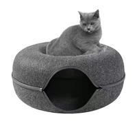 Ranley Lit beignet pour chat, tunnel pour lit de chat,Lit rond en feutre respirant et résistant aux rayures - Jouet tunnel lavable pour grottes pour un