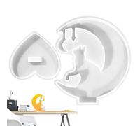 Ranley Moule en résine demi-lune - Moules en silicone en résine de lune - Moules en silicone époxy - Grand demi-lune en résine époxy pour le bricolage - Art mural animal en silicone - Chat avec formes