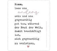 Rannenberg & Friends Chiffon de nettoyage en microfibre pour lunettes avec inscription en allemand « Komm, lass uns anders sein »