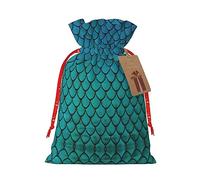 rannsut Blue Fish Scale Print Noël Drawstring Wrapping Bags For Christmas Package Storage, Christmas Party Supplies Favors