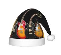 rannsut Chapeau de Père Noël avec impression de guitare électrique pour les fêtes de costume de Noël et les événements festifs