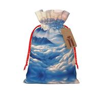 rannsut Les nuages impriment des sacs d'emballage de cordon de Noël pour le stockage de colis de Noël, articles de Noël cadeaux