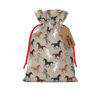 rannsut Sacs d'emballage avec cordon de serrage imprimé cheval mignon pour le stockage de paquet de Noël, fournitures de fête de Noël