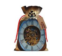 rannsut Sacs d'emballage avec cordon de serrage pour emballage de Noël Motif horloge Bronze Century
