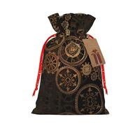 rannsut Sacs d'emballage avec cordon de serrage pour emballage de Noël Motif horloge Bronze Century