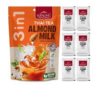 Ranong Matcha Thai thé et laid d'amande - 7 Sachets 20g | Préparation instantanée au thé noir et lait d'amande en sachets individuels