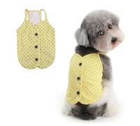 Ranphy Chemise sans manches à pois pour chien, chat, chihuahua, yorkshire, en tricot élastique respirant avec boutons, haut pour petit chien, chat, chihuahua, yorkshire, jaune, XL