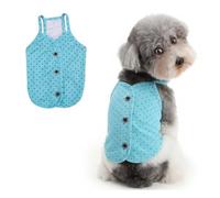 Ranphy Chemise sans manches à pois pour chien, chat, chihuahua, yorkshire, en tricot élastique respirant avec boutons, haut pour petit chien, chat, chihuahua, yorkshire, vert, taille L