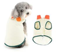 Ranphy Colorblock Veste d'hiver rembourrée sans manches en polaire pour petit chien, chiot, yorkshire, chihuahua, vêtements chauds avec anneau pour laisse, vêtements pour chat, crème, taille XS