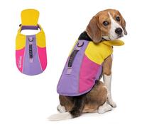 Ranphy Colour-Block Gilet de sauvetage pour chien avec mentonnière - Gilet de natation réfléchissant à haute flottabilité avec poignée de sauvetage et anneau de plomb pour piscine, bateau, plage