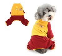 Ranphy Colourblock Pyjama en polaire pour animaux de compagnie de petite taille pour chiens et chats - Pull chaud avec anneau en D - Vêtement d'hiver doux pour chiot et chaton - Jaune - Taille XS