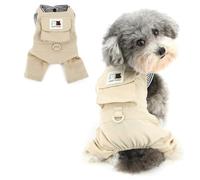 Ranphy Combinaison à quatre pattes pour animaux de compagnie pour petits chiens, chiots, chemise rayée, salopette sans manches avec poche anneau en D pour yorkshire, chihuahua, printemps et été,