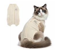 Ranphy Combinaison de convalescence pour chat - Alternative au cône anti-léchage pour animal domestique - Tissu tricoté respirant avec crochet et boucle pour petits chiens, jaune, taille S
