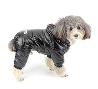 Ranphy Combinaison de Neige imperméable pour Chien avec Doublure en Polaire Manteau d'hiver avec Capuche Vêtements pour Chiot Tenue rembourrée Veste à Capuche Garçon Petit Chien Chat Noir XL