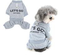 Ranphy Combinaison pour Petits Chiens Dog Tracksuit Combinaison pour Chiots avec imprimé Lettres D-Ring Sweat-Shirt 4 Pattes Pyjama Tenue d'automne Salopette Vêtements pour Chihuahua et Chat Gris XXL
