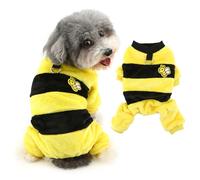 Ranphy Costume d'abeille mignon pour animal domestique - Pyjama en polaire et flanelle pour petit chien - Combinaison thermique avec anneau en D - Vêtements d'automne et d'hiver pour chat - Jaune -