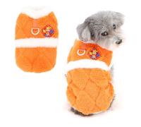 Ranphy Costume de Nouvel An Chinois Pull Polaire pour Petit Chien Orange | Polaire polyester chaude, pull sans manches, anneau en D intégré, séance photo festive, promenades courtes