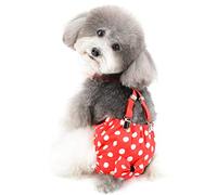 Ranphy Couche Lavable Femelle Chiot Petit Chien Couche Physiologique Culotte avec Bretelles Animaux Menstruel Pantalon Diapers Bretelle Pantalon Hygiéniques Vêtement Rouge M