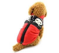 Ranphy Gilet rembourré pour chiots et animaux domestiques - Manteau chaud pour petit chien ou chat - Vêtement pour chihuahua - Imprimé tête de mort - Rouge - Taille S