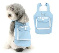 Ranphy Harnais assorti en denim pour chien - Robe harnais pour petits chiens filles et garçons - Tenue de vacances pour chihuahua, yorkshire, chat - Poche avec anneau en D - Bleu