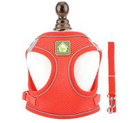 Ranphy Harnais et laisse réglables pour petit chien et chat - Anti-traction - Réfléchissant - Couleur unie - Doux et respirant - Pour la marche en plein air - Rouge - Taille XS