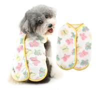 Ranphy Joli gilet en polaire jacquard à motif de papillons pour petit chien, chiot - Pull sans manches boutonné dans le dos pour yorkshire, chihuahua, vêtements d'automne et d'hiver pour chat, blanc,