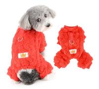 Ranphy Joli pyjama jacquard en polaire pelucheuse pour petit chien, chiot, combinaison thermique, pull extensible avec anneau en D, vêtements pour yorkshire, chihuahua, vêtements d'automne et d'hiver
