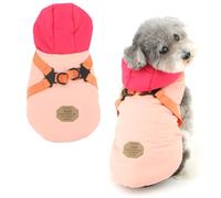 Ranphy Manteau à capuche coupe-vent doublé en polaire pour petit chien - Veste d'hiver unie avec harnais intégré, double anneau en D - Doux et chaud - Confortable - Pour chihuahua, yorkshire, chat