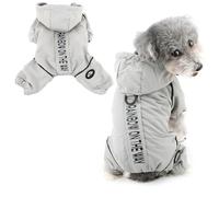 Ranphy Manteau imperméable à Capuche doublé Polaire pour Petits Chiens Combinaison pour Chiots avec Anneau en D et Lettres imprimées Combinaison de Ski Veste pour Animaux Vêtements d'hiver Gris XXL