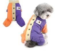 Ranphy Manteau pour Chien de Petite Taille doublé en Polaire Combinaison pour Chiot Colorblock avec col roulé et Anneau en D Veste rembourrée pour Animaux Vêtements d'hiver pour Chihuahua Kaki XL