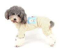 Ranphy Petit Chien Rayé Coton Pyjama Mignon Pet Chemise Casual Combinaison Petits Chiens Et Chats D'été Imprimé Chien Vêtements Pet Vêtements Jaune XXL