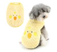 Ranphy Pull en polaire gaufré pour petit chien et chat - Pull chaud sans manches avec anneau en D pour chiot, chaton - Vêtement d'hiver pour chihuahua, yorkshire - Jaune - Taille L