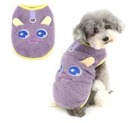 Ranphy Pull en polaire moelleuse pour animal de compagnie pour chiens et chats de petite taille - Pull chaud sans manches avec anneau en D - Motif monstres - Tenue d'hiver pour chiots, chatons