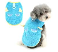 Ranphy Pull en Polaire Moelleux pour Petits Chiens Pull sans Manches Chaud avec Motif Monstre et Anneau en D Tenue d'hiver Chiots Chatons Chihuahua Yorkie Vêtements, Bleu, XL