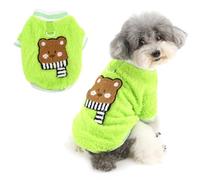 Ranphy Pull en Polaire pour Petits Chiens et Chats, Sweat-Shirt Chaud à Motif Ours avec Anneau en D pour Chiots et Chatons Tenue d'hiver pour Chihuahuas et yorkshires, Vert, XS