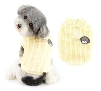 Ranphy Pull en polaire solide pour petit chien, fille et garçon - Tenue chaude avec écusson de dessin animé - Gilet avec anneau en D - Doux pour l'automne et l'hiver - Pull pour chihuahua, yorkshire,