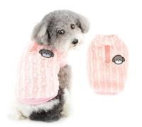Ranphy Pull en polaire solide pour petit chien, fille et garçon - Tenue chaude avec écusson de dessin animé - Gilet avec anneau en D - Doux pour l'automne et l'hiver - Pull pour chihuahua, yorkshire,