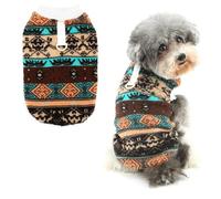 Ranphy Pull nordique Fair Isle en polaire Sherpa pour petit chien, chiot - Pull thermique sans manches avec anneau en D pour yorkshire, chihuahua, vêtements d'automne et d'hiver pour chat, orange,