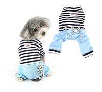 Ranphy Pyjama à Rayures pour Petit Chien avec Pantalon Confortable en Coton Vêtements pour l'hiver, l'été, l'automne Bleu Taille S