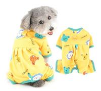 Ranphy Pyjama d'hiver mignon pour chiens de petite taille et mâle - Combinaison douce pour chiot - Cache-ventre - Vêtement pour chihuahua, yorkshire, chat - Jaune, taille XS
