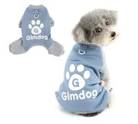 Ranphy Pyjama en polaire à imprimé de pattes pour animaux de compagnie de petite taille - Chandail doux et chaud avec anneau en D - Tenue confortable pour l'automne et l'hiver pour chiot, chaton
