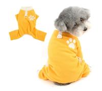 Ranphy Pyjama en polaire avec broderie de pattes pour animal domestique de petite taille - Chandail doux et chaud avec anneau en D - Tenue confortable pour l'automne et l'hiver pour chiot, chaton