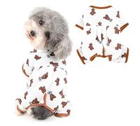 Ranphy Pyjama en polaire avec imprimé ours pour petits chiens, chats et chiens, vêtements chauds avec 4 pattes pour chiot et chat - Combinaison légère - Blanc - Taille XL
