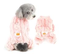 Ranphy Pyjama en polaire jacquard mignon pour animal de compagnie - Combinaison thermique extensible avec anneau en D pour yorkshire, chihuahua, vêtements d'automne et d'hiver pour chat, rose, taille