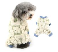Ranphy Pyjama en polaire jacquard pour petit chien, chiot, combinaison thermique extensible avec anneau en D pour yorkshire, chihuahua, vêtements d'automne et d'hiver pour chat, vert, taille M