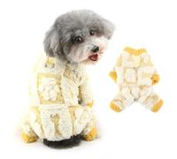 Ranphy Pyjama en polaire jacquard pour petit chien, chiot, combinaison thermique extensible avec anneau en D pour yorkshire, chihuahua, vêtements d'automne et d'hiver pour chat, jaune, taille XS