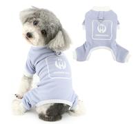 Ranphy Pyjama en polaire pour chien - Vêtements de printemps et d'été pour petits chiens - Combinaison douce pour chiot - Vêtement avec anneau de laisse et bordure côtelée, bleu, taille L